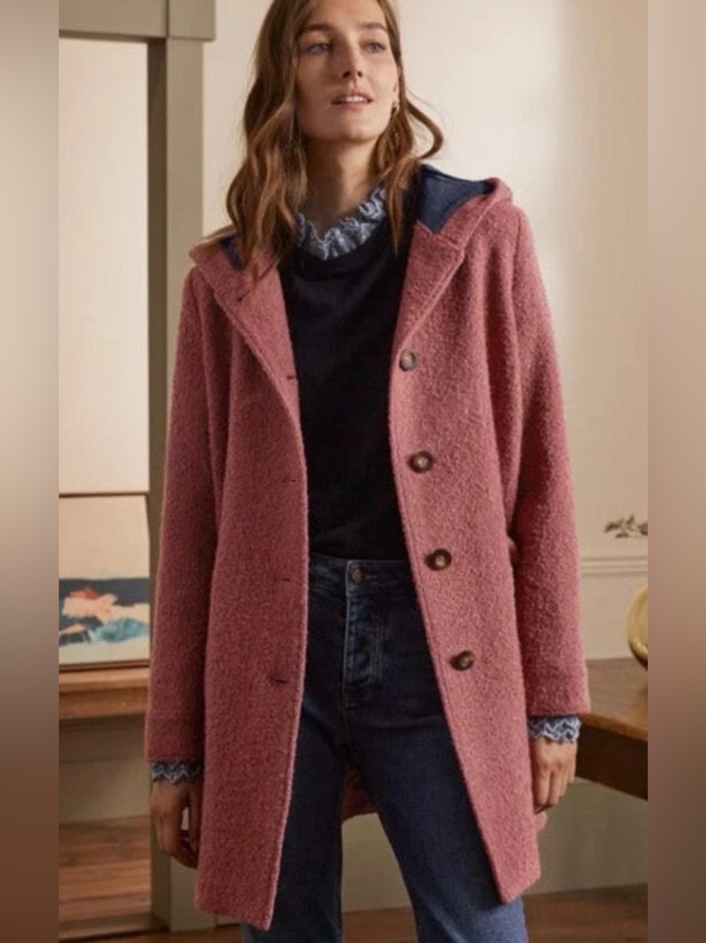 EUC Boden Textured Tweed Muave Jacket Mid Length size 4P